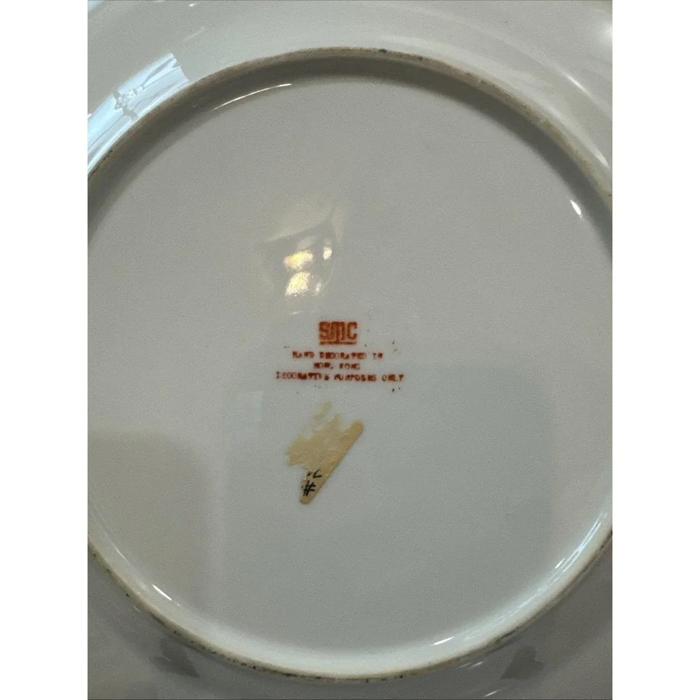 Vintage Hand Decorated Hong Kong Rooster Plate SMC Chinese Export Style Decor
